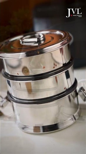 JVL'S ROUND LEAK-PROOF LUCH BOX (TRIPLE) #stainlesssteel #kitchenware #shorts #lunchbox #leakproof