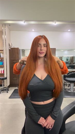 Pawg Emily on Instagram: "Before & after extensions 🧡 I really don’t even need extensions my real hair is long but after taking a break from them for a month I wanted them back. I love feeling like red head Rapunzel lol 24” 👩‍🦰"