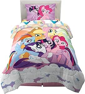 Franco Kids Bedding Super Soft Microfiber Comforter and Sheet Set, 4 Piece Twin Size, Unicorn My Little Pony