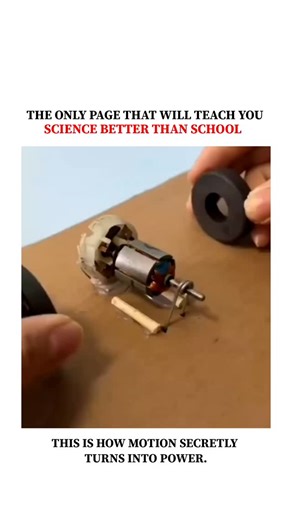 UNIVERSE | SCIENCE | TECHNOLOGY on Instagram: "Generating electricity with magnets and a small motor is really just physics working in reverse. When a motor spins normally, electricity turns into motion — but if you spin it yourself using movement and magnets, that motion gets converted back into electrical energy. The key idea is electromagnetic induction. As magnets move past coils inside the motor, they disturb the magnetic field, which pushes electrons through the wire and creates a current.