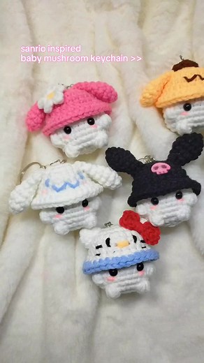 Sanrio Inspired Baby Mushroom Crochet Keychains