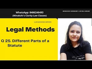 Legal Methods - 1st Semester | What are the Different Parts of Statute | KLE KSLU Important Question