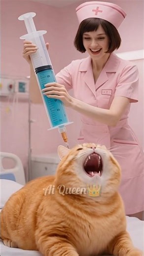 Nurse injecting cat 🥺 #ai #cat #catvideos #shorts #cartoon