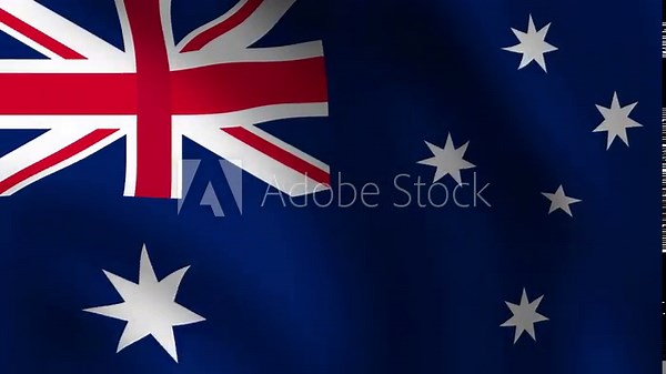 Waving Australian flag background animation. National pride and country symbol with a looping