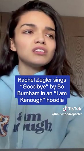 wearing an i am #kenough hoodie, #rachelzegler shares a video of herself singing #goodbye by #boburnham