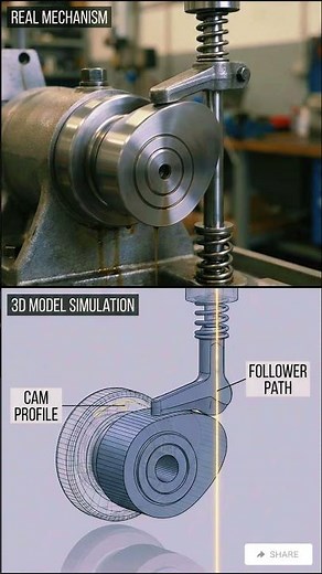 How a Cam Mechanism Works (Split Screen) #shorts #engineering #mechanical #industrial #mechanism
