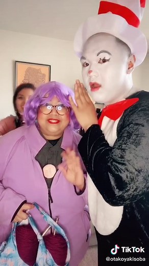 Cat in the Hat Babysitter Costume Makeup Transformation