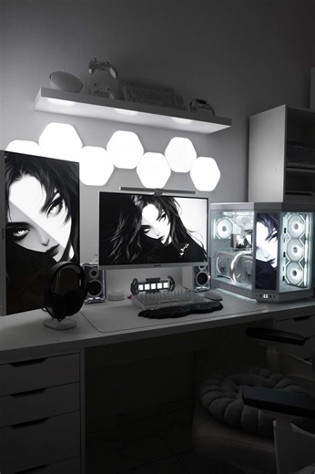 🖤🤍 #fyp #gamingsetup #desksetup #whitesetup #pcbuild | Pc Setup