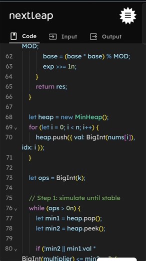 Replace Minimum Element K Times | Huge K Optimization | Min Heap | JavaScript | LeetCode