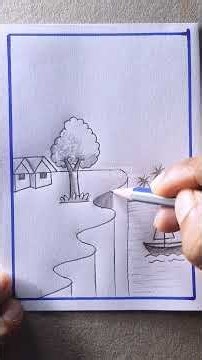 Easy Scenery Drawing with Pencil Shading | Beautiful Nature Landscape Drawing