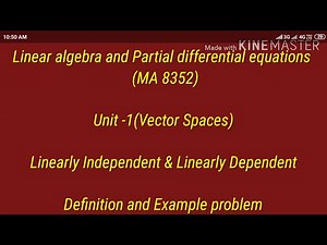 Linear algebra & Partial differential equations(Part-7) Linearly independent & Dependent [In Tamil]