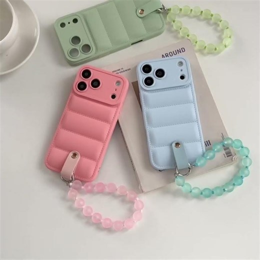Handmade Down Jacket Beads Bracelet Case for iPhone and Samsung