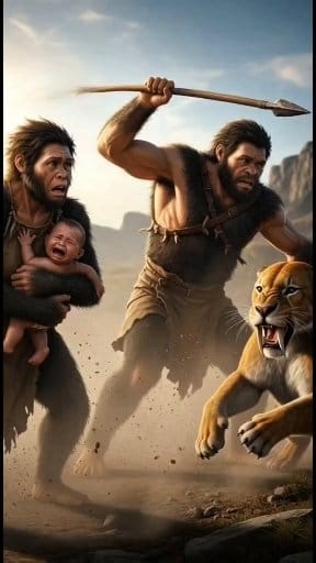 Life Million Years Ago | How Did the First Humans Defend Their Young #history #storytelling #AI | Prehistoric TV | Facebook