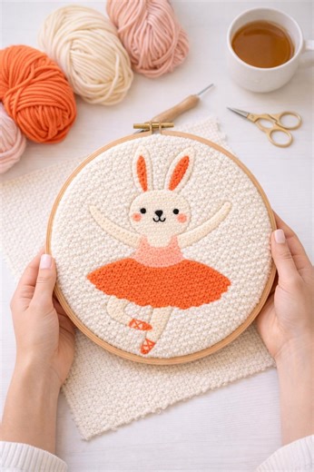 Rabbit Punch Needle Printable Pattern for Beginners / Instant Download / Embroidery PDF Design / Template for Handmade Art / How to File - Etsy