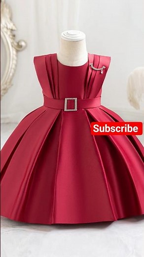 Red Pleated Princess Party Dress for Girls #youtubeshorts #ytshorts #fashion #youtuber #girl #style