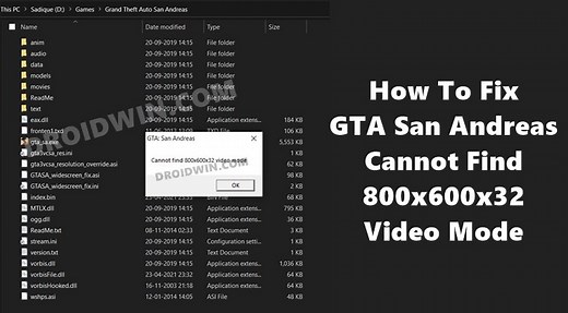 Fix GTA San Andreas Cannot find 800x600x32 video mode