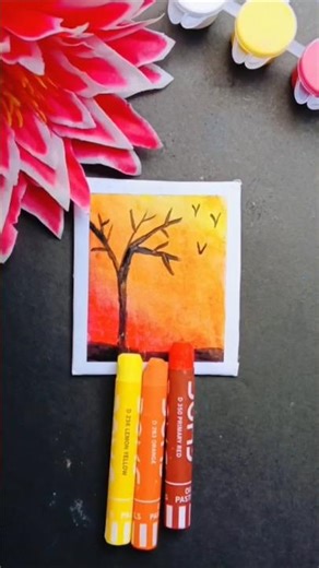 Beautiful Sunset Lantern🏮Scenery | Oil Pastel Drawing Step by Step #viral #oilpastel #shorts