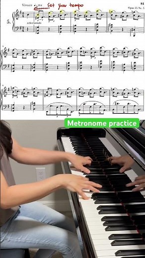 Chopin Etude Op.25-5 : ‘Wrong note’ Correct beat practice- with metronome #chopinetude #pianotips