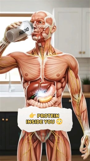 Protein shake inside your gut 😱 3d animation #shorts #shortsfeed #viral #trending #humanbody