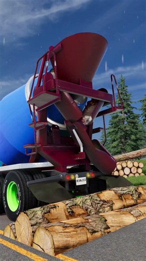 Bus, Dump Truck, and Cement Trucks vs Fallen Trees | BeamNG.drive