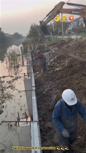Building protection wall for embankment💥// Satisfying construction 🏗️