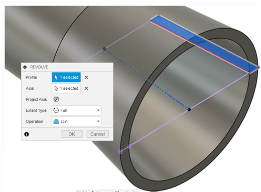 How do you create a hollow cylinder with a tapered opening?