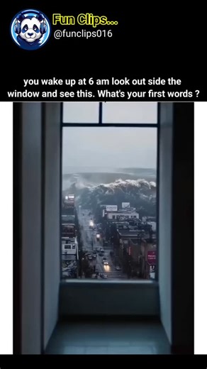 Fun Clips on Instagram: "The post shares a clip from the 2009 South Korean disaster film "Haeundae" (Tidal Wave), showing a character waking to a colossal tsunami surging toward a bustling city at dawn, prompting viewers to share their instinctive reactions. With 639,000 views and 3,700 likes in under six hours, it elicits a mix of dark humor, pop culture nods like Simpsons memes, and spiritual pleas, highlighting X's role in viral, cathartic discussions of apocalypse scenarios. Posted by an ast