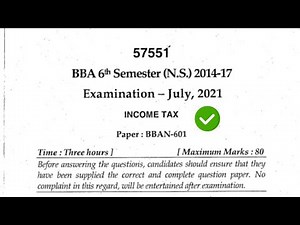 Mdu BBA 6th Sem Income Tax Question Paper 2021