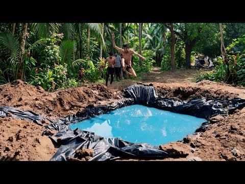Built my own private swimming pool in the jungle #experiment ￼