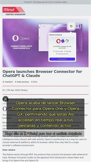 🧐👉 Opera breaks the game: AI reads your tabs without copying and pasting #QixNewsAI