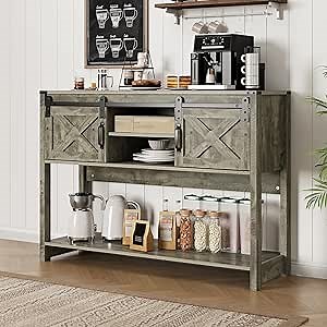 RoyalCraft Console Table with Storage Shelf & Sliding Barn Door, Farmhouse Entryway Table with Storage, 46" Narrow Long Sofa Table, Behind Couch Table, Console Tables for Living Room, Entryway, Foyer