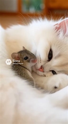 These 2 should just not get along. #ai #kitten #mouse
