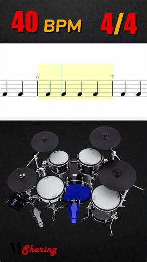 Quarter Note On The Kick Drum Exercise - 1 (40 BPM - 4/4 )