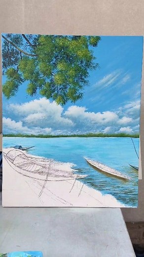 নদী আঁকা...!! #water #painting #tutorial #art #fbreels | Art's of Mahi