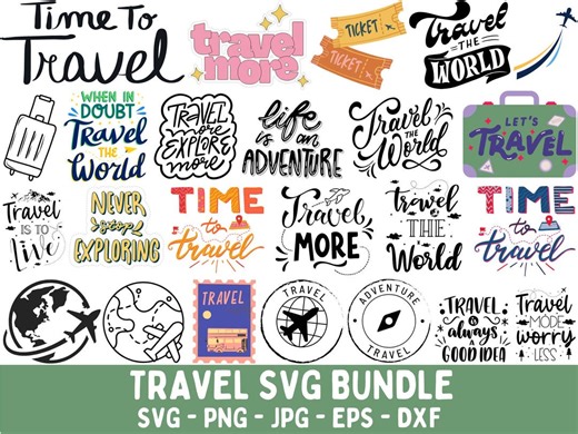 Travel Svg Bundle, Vacation Svg, Travel Png Bundle, Travel Quotes Svg, Digital Download, World Traveler Svg, Silhouette, Vector Files - Etsy