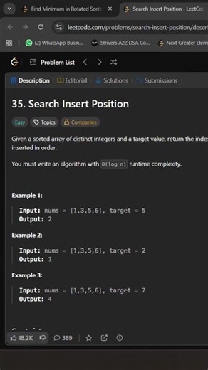⚡Leetcode 35🤔 || Solution for Search Insert Position ✨⚡