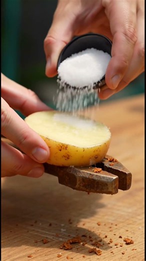 Enlever la rouille des outils à l'aide d'une pomme de terre et de sel #Shorts