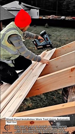 Wood Panel Installation Work Tool Using Automatic Nail Gun #worktool