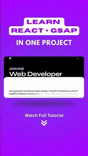Learn React + GSAP by Building ONE Portfolio 🚀 Full Tutorial FREE #shorts #reactjs #gsap