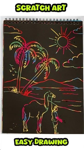 Easy Scratch Art landscape 😱😲 #shorts #drawing #scratchart