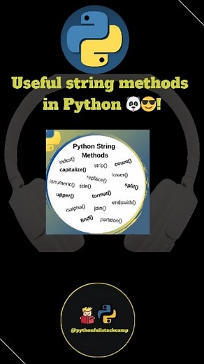 pythonfullstackcamp on Instagram: "✨ Master the most useful Python string methods to handle text like a pro! 💻🐍 Perfect for beginners and pros to boost coding efficiency. 🚀 Python string methods Useful string functions in Python Python string manipulation Common string methods in Python Python string operations Important Python string methods Python string handling examples String method list in Python Beginner guide to Python string methods Python string coding examples #PythonStringMethods 