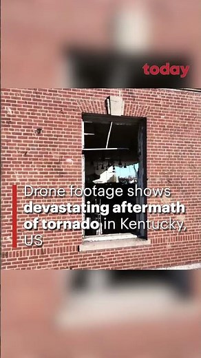 Drone footage shows devastating aftermath of tornado in Kentucky, US