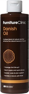 Furniture Clinic Danish Oil | Wood Care for Interior & Exterior Furniture | Restore, Seal & Protect Oak, Pine, Teak & More | Non-Toxic Natural Satin Finish | Repels Water, Stains, Dirt | 8.5oz/250ml