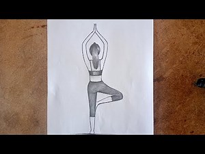 International yoga day drawing easy|how to draw girl doing yoga step by step|pencil drawing easy