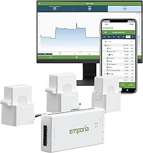 Emporia Vue 3 Commercial 3-Phase Smart Energy Monitor - Business and Home Automation Device with Real Time Electricity Usage Monitor, Power Consumption Meter, Solar and Net Metering