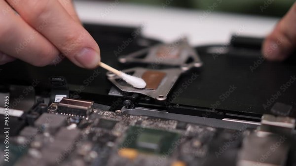 Process of removing old dried thermal paste with cotton from cooling system
