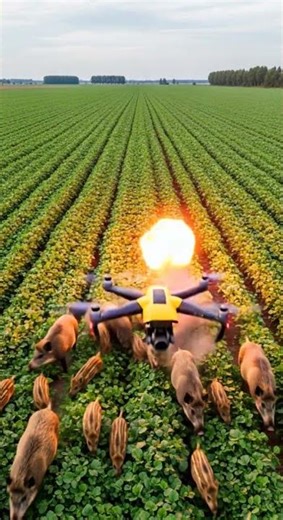 🔥 Drone Chasing Wild Boars in the Field! Watch the Unexpected Chase #nature #dronefootage #wildboars