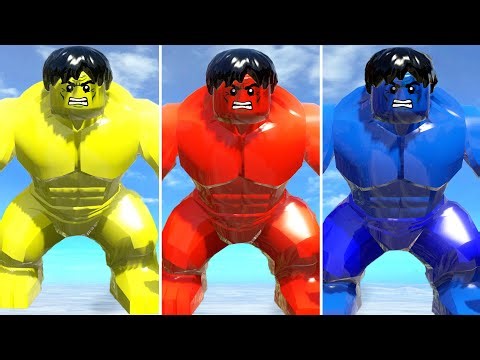Colorful Hulk Transformations: Blue, Yellow & Orange Hulk in Lego Marvel Superhero Game