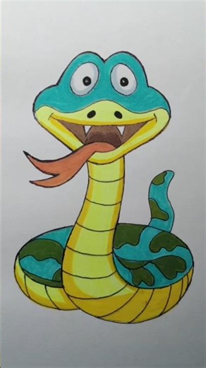 How to Paint a Cartoon Snake 🐍 | #drawing #art #snake #cartoon #easydrawing
