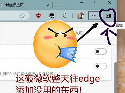 微软净整一下没用的东西！ 如何把edge侧边栏按钮关掉？